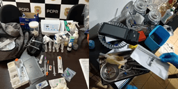 Materiais apreendidos pela Polícia Civil com o estudante de biomedicina Erick Avelaneda Ferreira de Souza. — Foto: PCPR