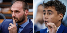 Eduardo Bolsonaro (à esquerda) e Nikolas Ferreira (à direita) - Foto: Brenno Carvalho