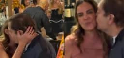 Faustão e esposa trocam carinhos em aniversário