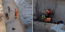Durante a queda, vítima fraturou uma das pernas - Foto: CBMMG / Divulgação