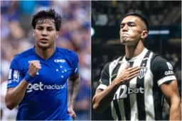Kaio Jorge, do Cruzeiro, e Tomás Cuello, do Atlético - Foto: Gustavo Aleixo / Cruzeiro | Pedro Souza / Atlético