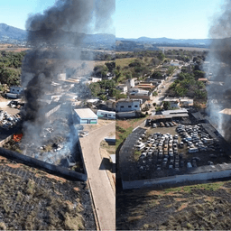 Igarapé registra incêndio em pátio de veículos