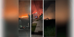 Incêndio em vegetação ameaça casas e posto de combustíveis no bairro Buritis, em BH. — Foto: Redes sociais