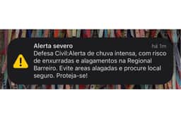 Barreiro em alerta para alagamentos e enxurradas, alerta Defesa Civil
