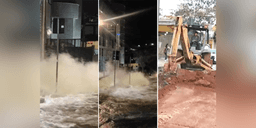 Rompimento de tubulação alaga ruas e abre cratera no Barreiro, em BH