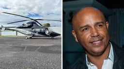 Helicóptero modelo Bell 430 e o cantor Rick (da dupla Rick & Renner) - Foto: Reprodução - Redes sociais