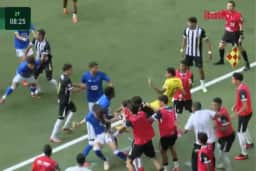 Pancadaria entre Atlético e Cruzeiro na Arena MRV durante a final do Campeonato Mineiro Sub-20 • Reprodução / Itatiaia Esporte