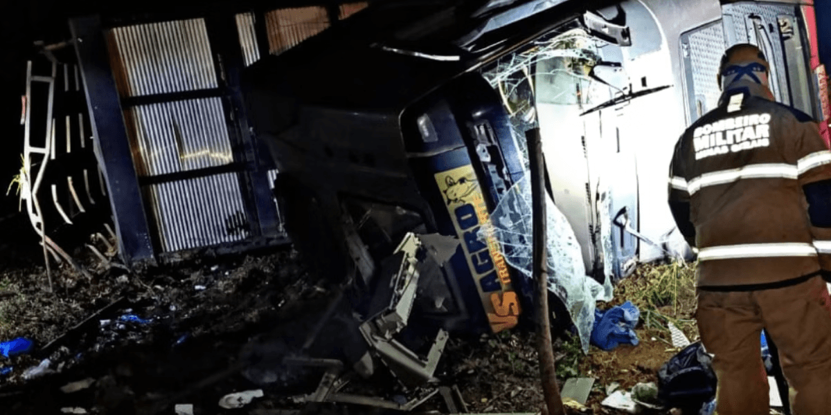 Caminhão com bois tomba na BR-381 e deixa dois feridos