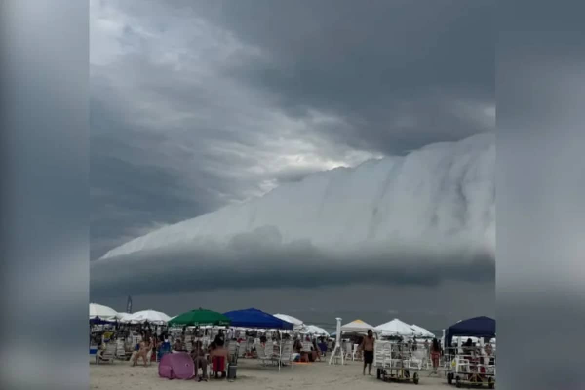 Nuvem gigante assusta banhistas no litoral de SP e viraliza