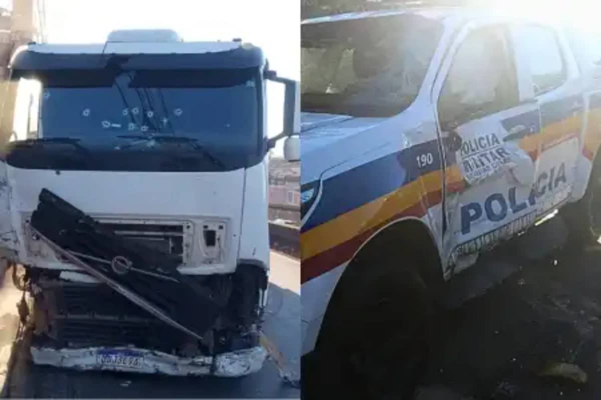 Motorista de carreta provoca sequência de acidentes e é baleado na Grande BH