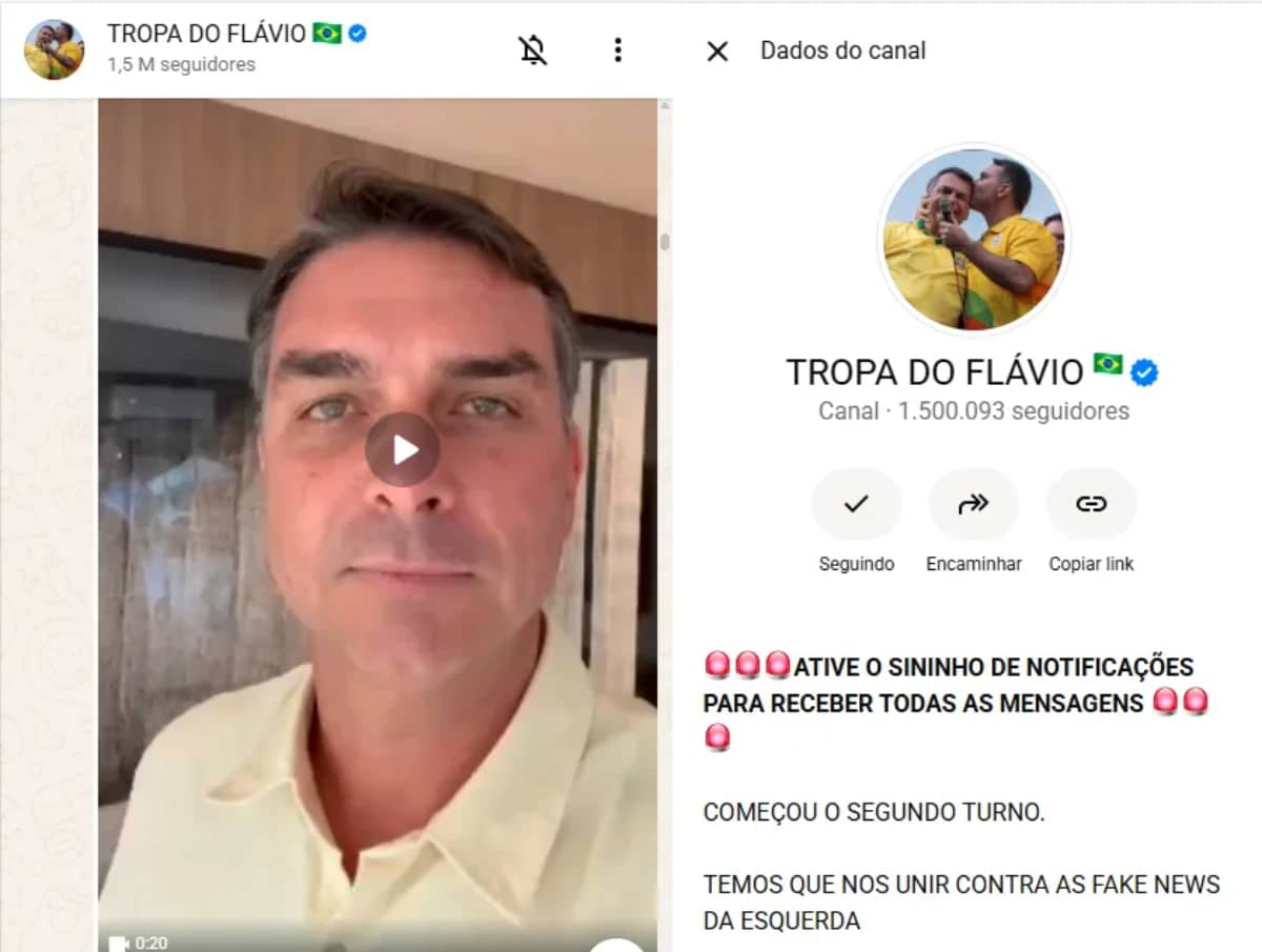 Coligação de Lula aciona TSE para suspender canal de Flávio Bolsonaro