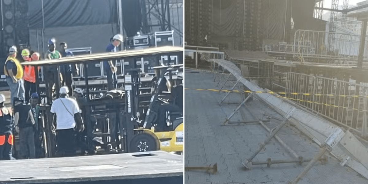 Técnico morre após acidente durante montagem do palco do show de Shakira em Copacabana — Foto: Reprodução Redes Sociais
