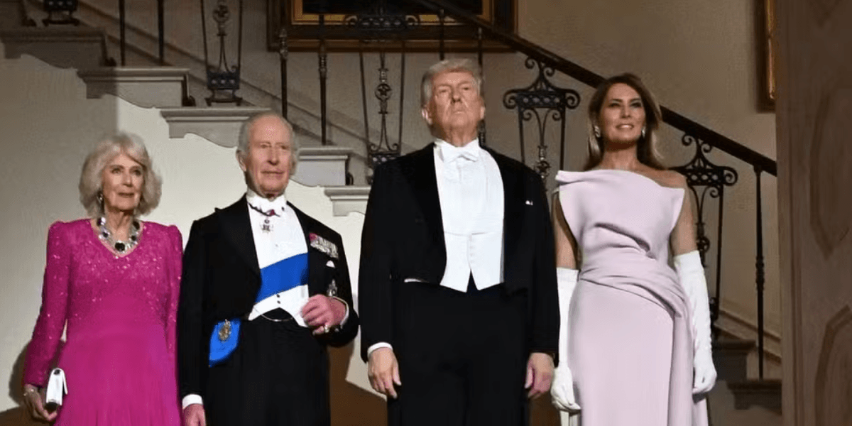 O rei Charles III e a rainha Camilla em um jantar de Estado com o presidente Trump e a primeira-dama na Casa Branca - Foto: Kenny Holston/The New York Times