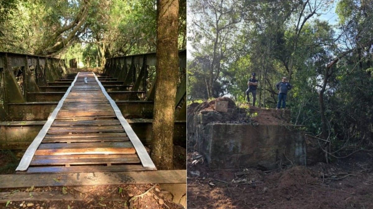 A ponte foi encontrada (Divulgação/Prefeitura de Prados + Reprodução/Prados Online)