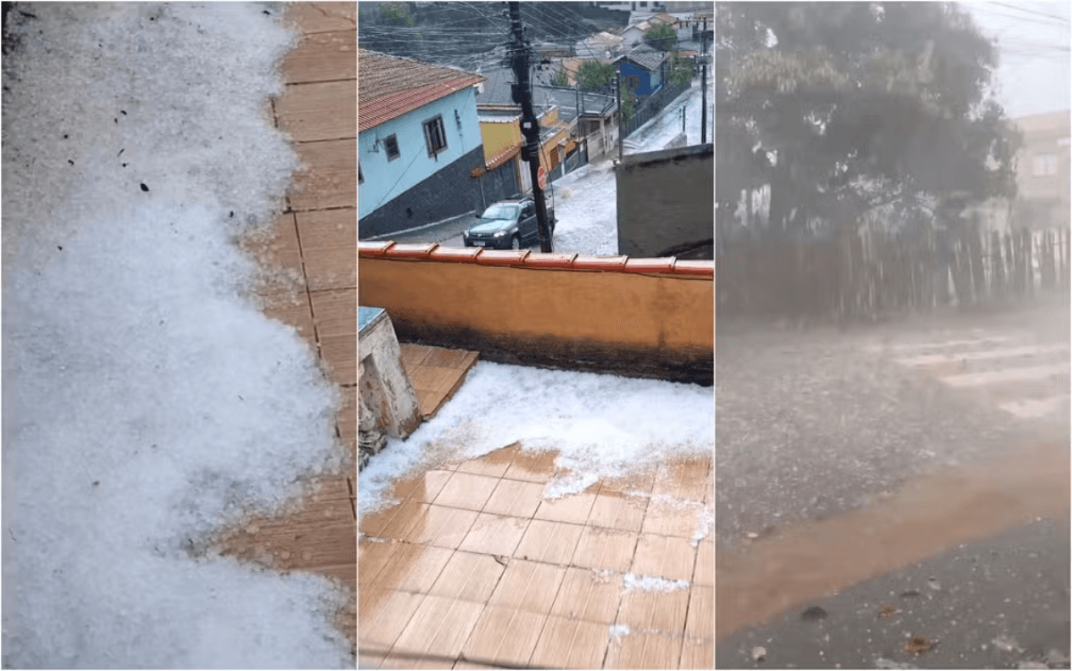 São Lourenço (MG) está entre as cidades mais impactadas pela queda de granizo — Foto: Reprodução / São Lourenço Jornal e Canal Potência