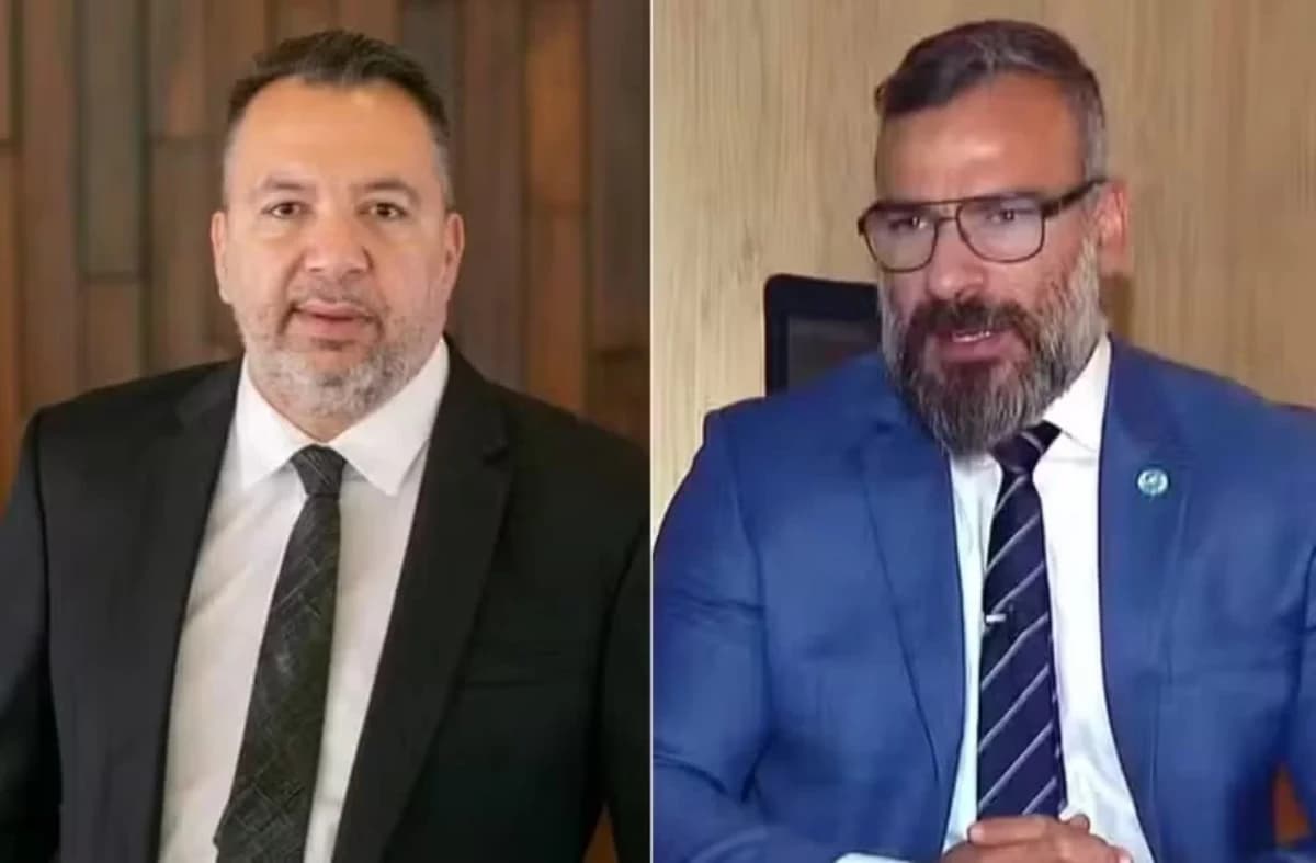 Deputado estadual eleito e ex-prefeito de Belford Roxo, Márcio Canella (à esquerda), e o delegado e ex-secretário de Polícia Civil do Rio de Janeiro, Marcus Amim (à direita)