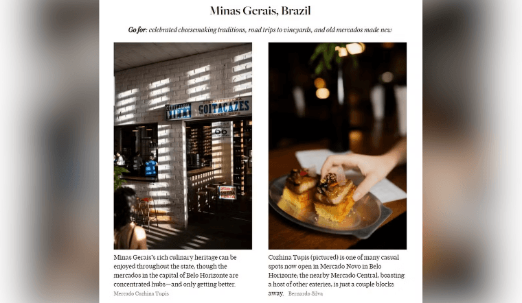 Minas Gerais entra na lista dos principais destinos gastronômicos do mundo em 2026