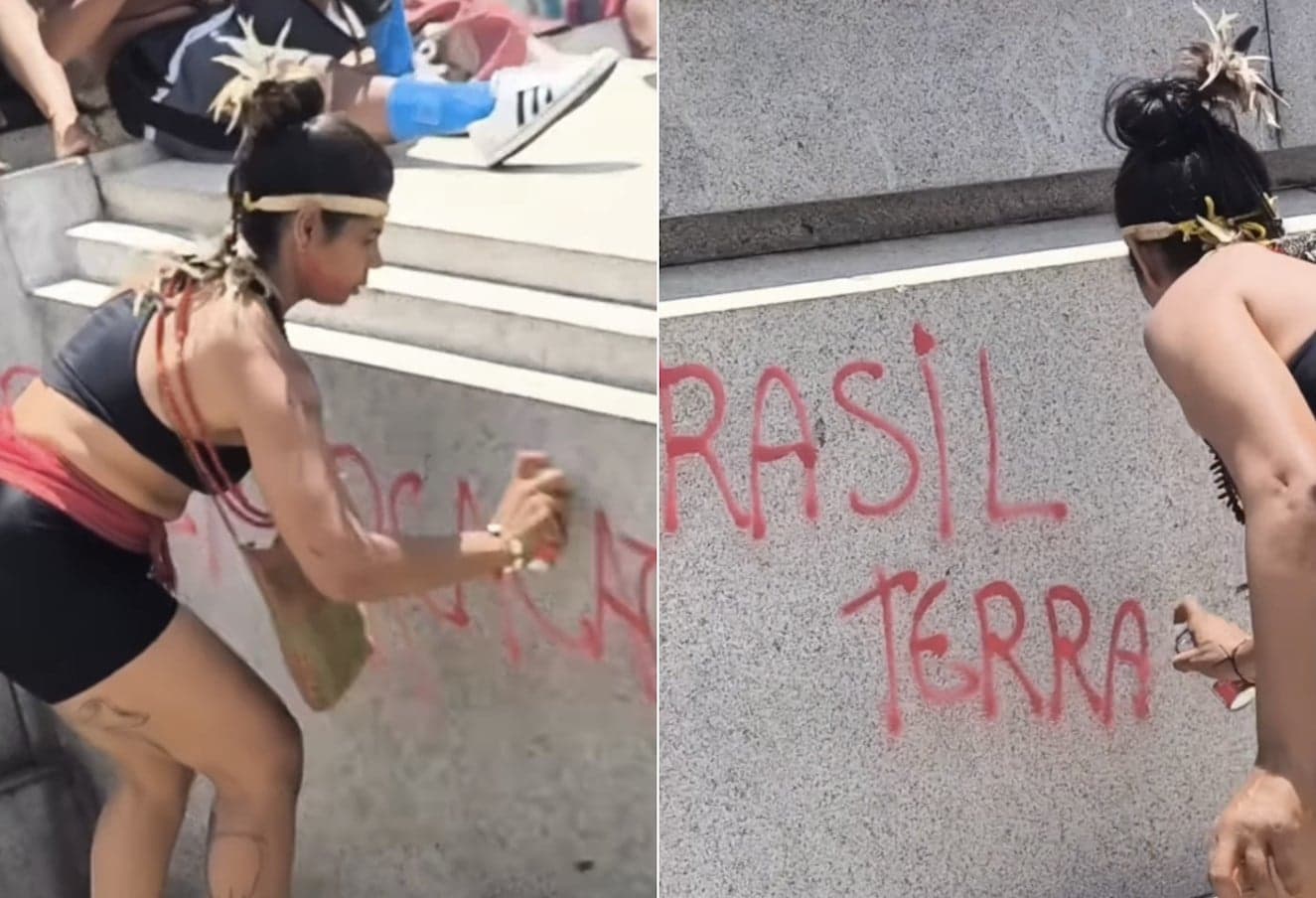 Mulher é presa após ser flagrada pichando monumento histórico em BH