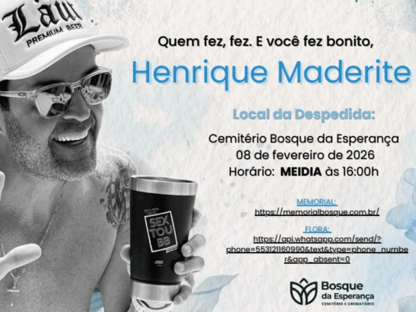 Despedida de Henrique Maderite terá início ao “mei dia”, em referência ao bordão do influenciador, e será aberto ao público