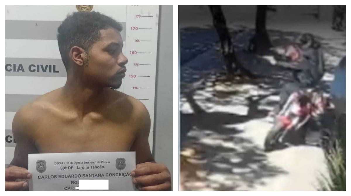 Carlos Eduardo Santana Conceição, de 21 anos, é um dos suspeitos de atirar contra o PM Thiago Pereira da Silva, durante tentativa de assalto em SP. — Foto: Reprodução/TV Globo