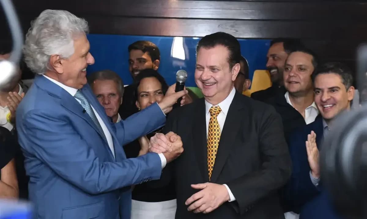 Ronaldo Caiado e Gilberto Kassab durante o anúncio da chapa do PSD para a eleição presidencial - Foto: Divulgação/PSD
