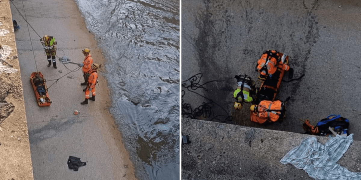 Durante a queda, vítima fraturou uma das pernas - Foto: CBMMG / Divulgação