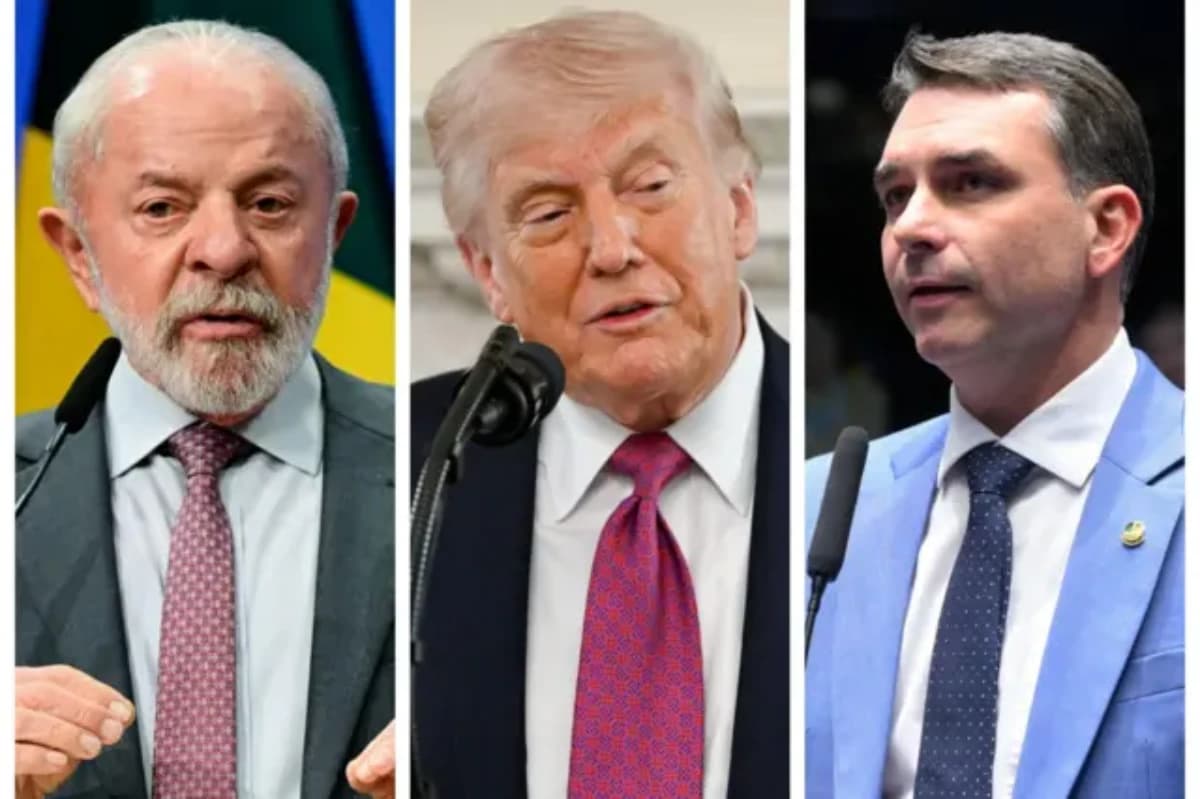 Os políticos Luiz Inácio Lula da Silva, Donald Trump e Flávio Bolsonaro - Créditos: EPA | Shutterstock | Agência Senado