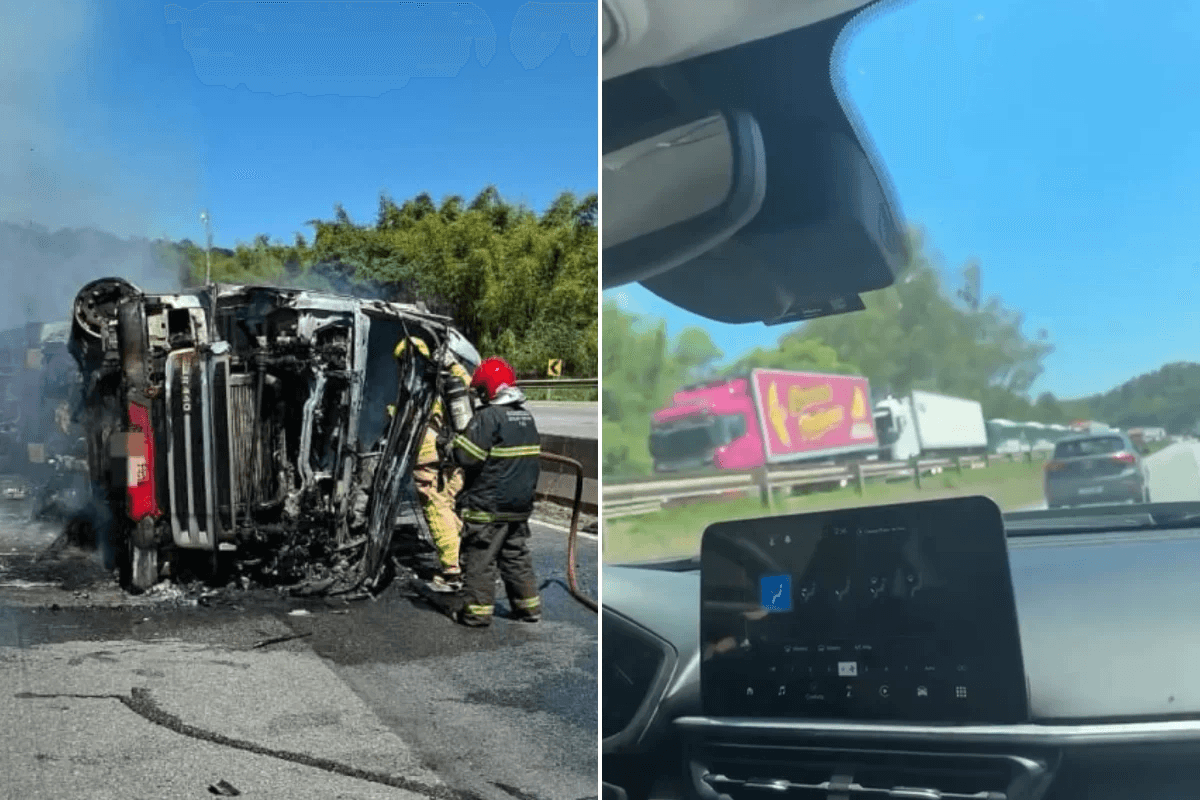 Fernão Dias registra morte em incêndio de carreta em MG